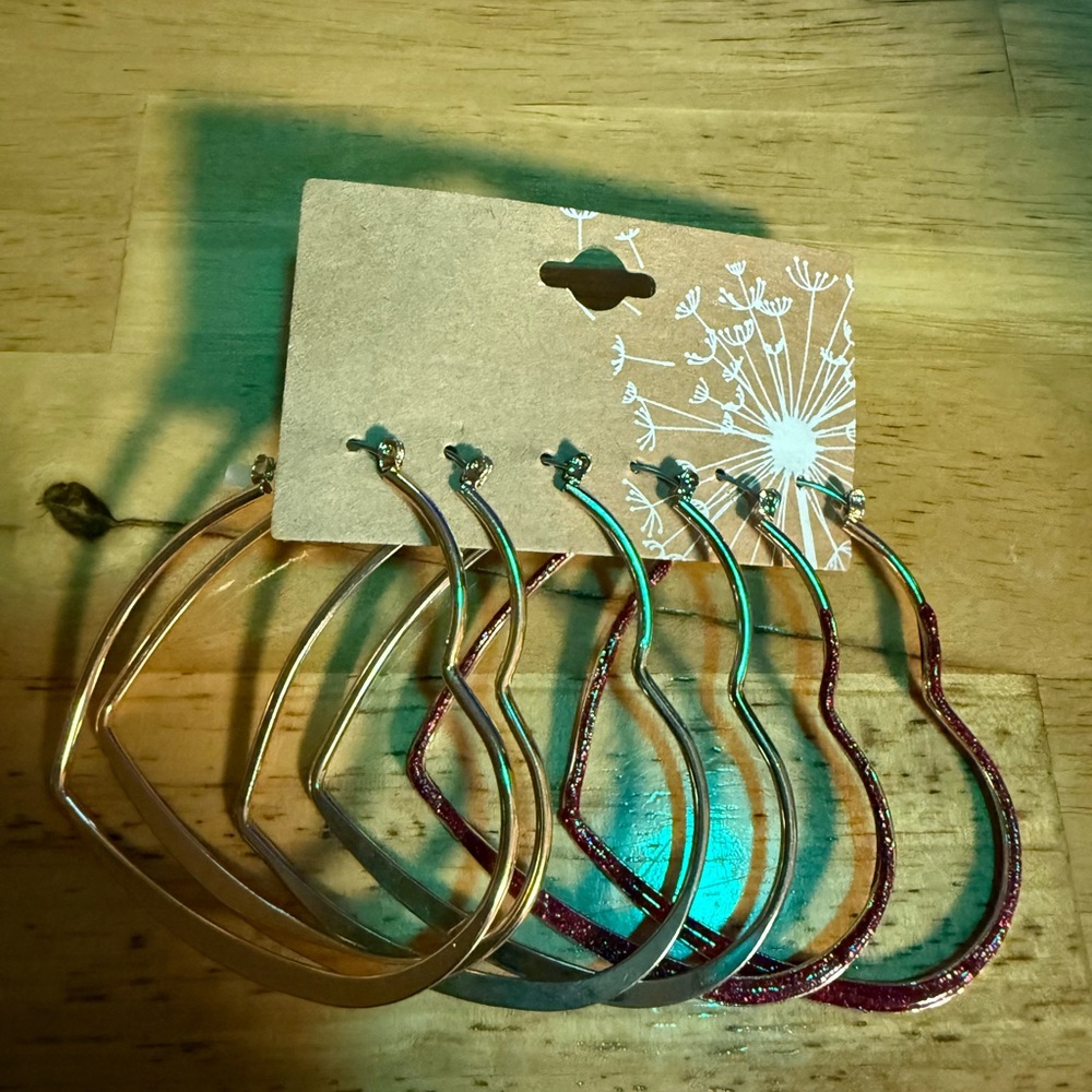 Heart Hoop Earrings Set